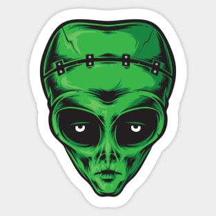 Cool Green Alien Head Costume Sticker